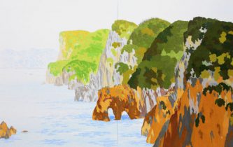 「凱旋洞」麻紙に膠絵具　91cm×155.4cm　2020