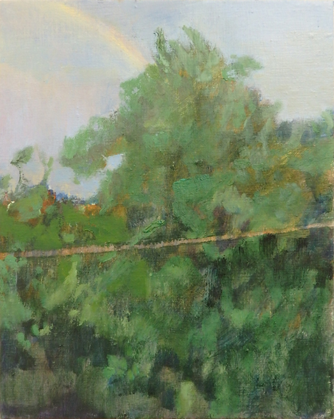 「虹と電線」油彩、キャンバス　F3　2021