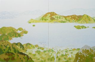 「萌え出づる」麻紙に膠絵具　91cm×155.4cm　2020