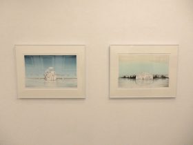 （左）「 Imaginary white architecture l -白い空想建築1-」（右）「Imaginary white architecture l -白い空想建築2-」リトグラフ　2022