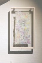 「オ月様ノイウトオリ」彩墨、布ペン、溶かした布　30×13cm　2022（撮影：坂田峰夫）