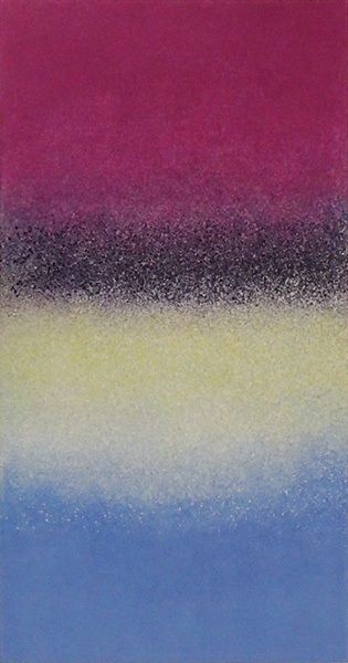 「Into the light」 岩絵の具、グルー、パネル天竺木綿張り込み　76×40×3cm