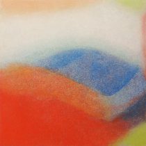 「Into the light」 岩絵の具、グルー、パネル天竺木綿張り込み　60×60×3cm