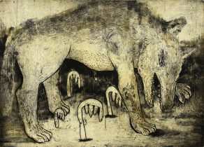 「グルル・バンカー（オオアレチノ／復活）」木版コラグラフ　502×654mm　2022