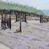 「緑と砂 3」キャンバス、油彩　18×18cm