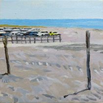 「緑と砂 4」キャンバス、油彩　18×18cm