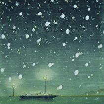 「対岸の夜-邂逅-」水性油性混合木版　615×765mm　