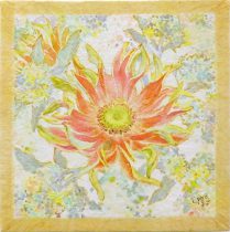 「季節の小包a. （ガーベラ）」和紙に岩絵具　20×20cm　2022