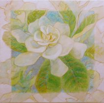 「ガーデニア」和紙に岩絵具　60×60cm　2022
