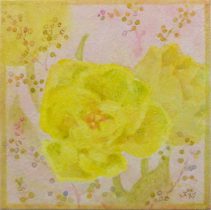 「季節の小包ｂ. （チューリップ）」和紙に岩絵具　20×20cm　2022