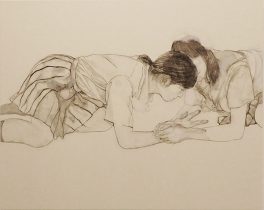 「追懐」和紙壁紙、墨、コンテ、薄美濃紙　F30（910×727mm）　2021