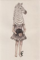 「Keep Thinking」エングレービング、手彩色　150×230mm　2017