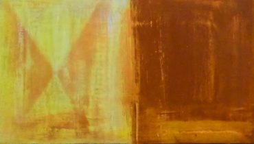 「とばされた意識」顔料、アクリル、麻布　190×333mm（M4）　2022