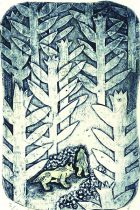 「アレチのもりのさきにⅠ」木版、紙版、コラグラフ　2023