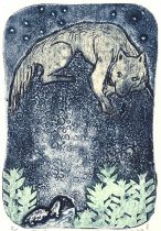 「アレチのもりのさきにⅡ」木版、紙版、コラグラフ　2023