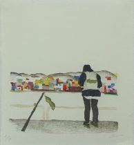 「edamame fishing」木版画、和紙　260×210mm　2022