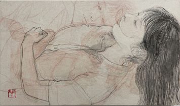 「trick of memory #1」和紙壁紙、墨、水干、薄美濃紙　M3（160×273mm）　2022