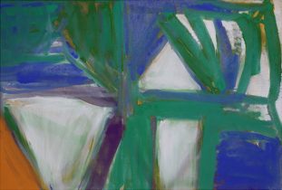 「三角と四角」顔料、画仙紙、膠、アクリルメディウム　95×142cm　2023（撮影：フラッグプラス）