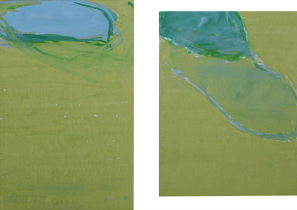 （左）「カナート」（右）「カレーズ」顔料、画仙紙、膠、アクリルメディウム