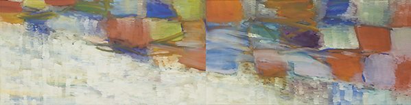 「ウルムチの色」顔料、画仙紙、膠、アクリルメディウム　90×350mm　2023（撮影：フラッグプラス）