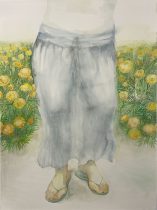 「女神の小閑 （マリーゴールド）」水彩　106×78cm　2023