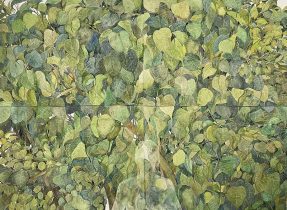 「女神の小閑 （ピーパル）」水彩　154×210cm　2022