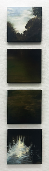 「残響」アクリル絵の具、キャンバス　33.3×33.3cm（S4）×4点　2023