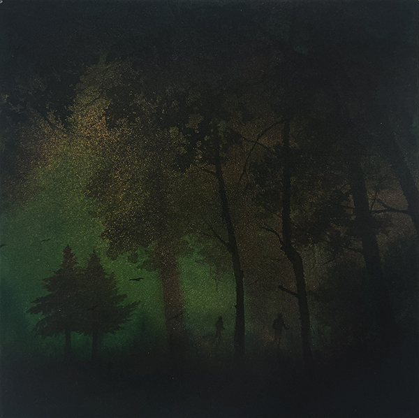 「森に入る」アクリル絵具、キャンバス　33.3×33.3cm（S4）　2023