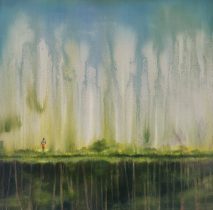 「無意識の中を走る」アクリル絵具、キャンバス　72.7×72.7cm（S20）　2023