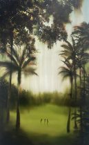 「余白と残像」アクリル絵具、キャンバス　162×97cm（M100）　2023