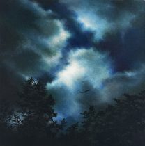 「忘却を記憶する」アクリル絵具、岩絵具、木製パネル　27.3×27.3cm（S3）　2023