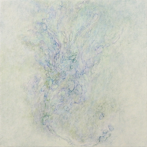 「幽かに」雲肌麻紙、岩絵具、墨　15×15cm　2022