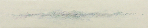 「幽かに」雲肌麻紙、岩絵具、墨　9×45cm　2023