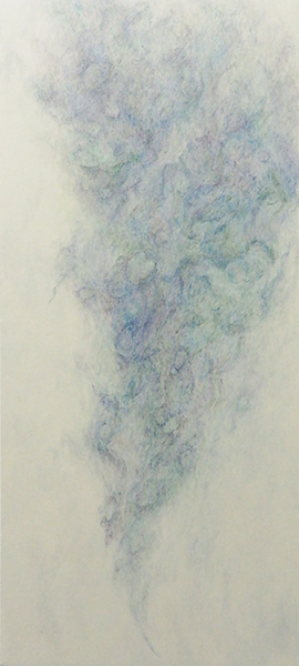 「幽かに」雲肌麻紙、岩絵具、墨　120×45cm　2023