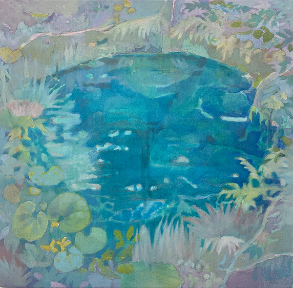 「水みつける」Acrylic and oil on canvas　33.3×33.3cm（S4）　2023