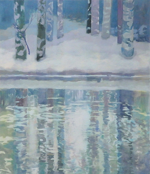 「雪の中の木」Acrylic and oil on canvas　53×45.5cm（F10）　2023
