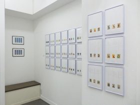 「切手の栞」切手、紐　25.7 ×18.2cm　2022