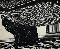 「こたつ」和紙、墨、木版　120×150mm　2022