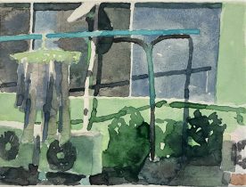 「東京」雲肌麻紙、典具帖紙、薄美濃紙、水彩、水干絵具、岩絵具、色鉛筆　14×18cm　2023