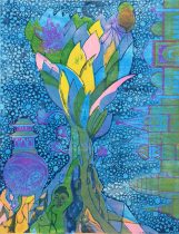 「信仰の夢」木版、紙　80×60cm　2022