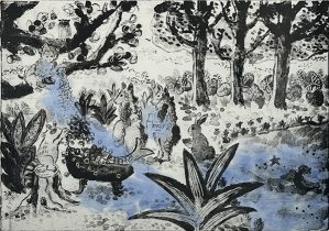 「森の夢」木版リトグラフ　30×42cm　2022