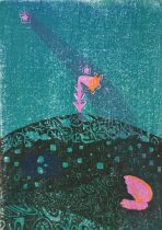 「夏目漱石『夢十夜』イメージ」木版、紙　35×25cm　2020