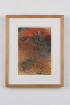 「約束の地」紙に鉄錆、ペン、鉛筆、アクリル　21×14.8cm　2023（撮影：谷岡康則）