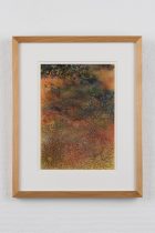 「決意と迷いの間」紙に鉄錆、ペン、鉛筆、パステル　21×14.8cm　2023（撮影：谷岡康則）