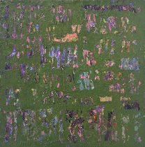 「存在の軽さに抗して、あるいは森 Gavotte」油彩、パネル　45×45cm　