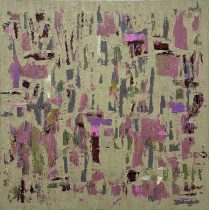 「存在の軽さに抗して、あるいは森 Gavotte」油彩、パネル　45×45cm　