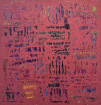 「存在の軽さに抗して、あるいは森 Menuet」油彩、パネル　45×45cm　