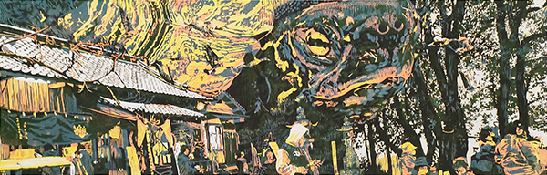 「春風の横断」和紙、木版画　430×970mm　2024