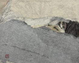 「Faint memory #2」和紙、墨、箔　27.3×22cm