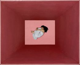 「living in a box 07」油彩、パネル貼りキャンバス　22×27.3cm　2024